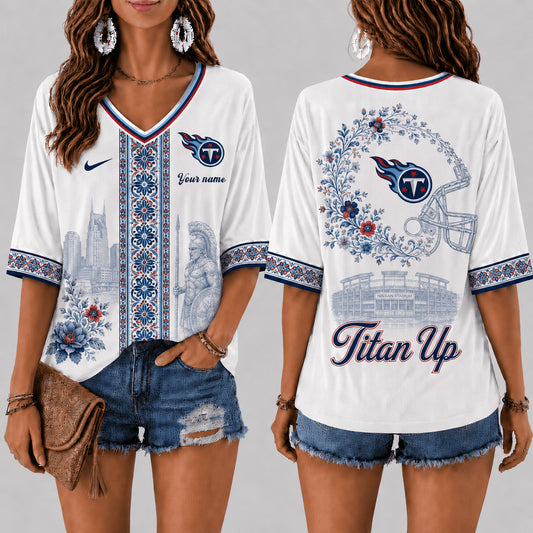 PREMIUM NFL X TEN EXCLUSIVE PERSONALIZED Women‘s Floral V-neck Shirt LIMITED EDITION