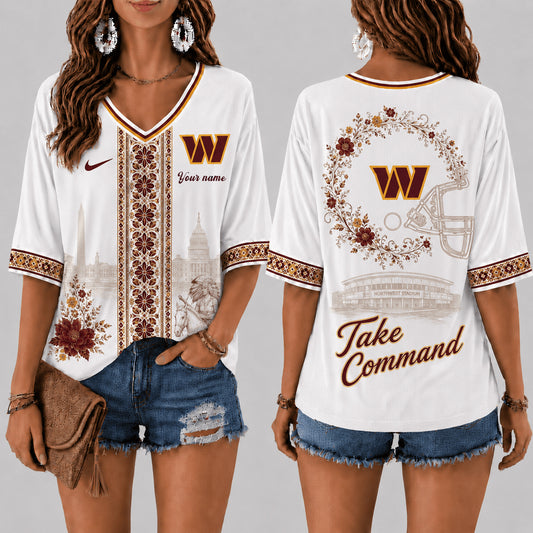 PREMIUM NFL X WAS EXCLUSIVE PERSONALIZED Women‘s Floral V-neck Shirt LIMITED EDITION