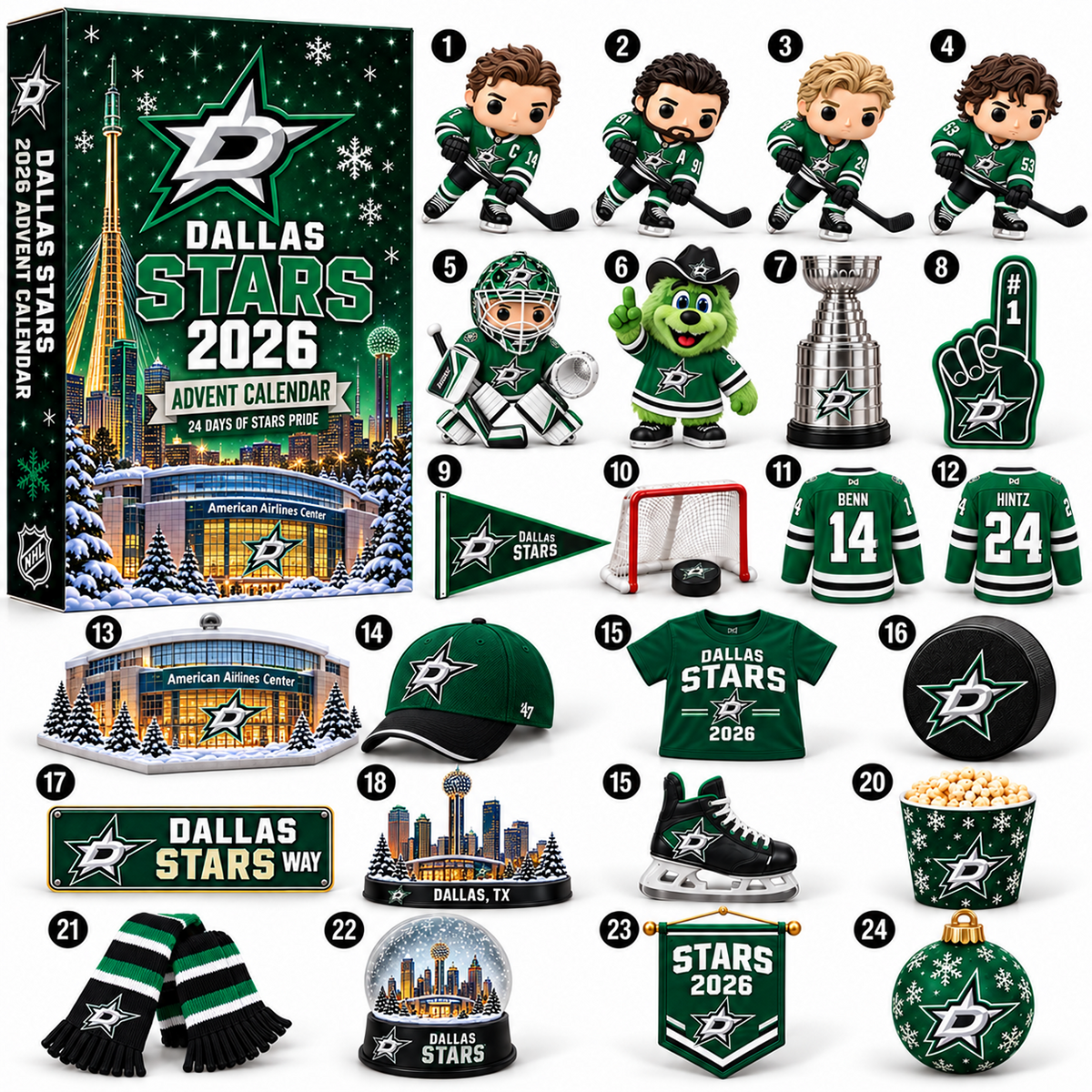 PREMIUM NHL X DAL 24-Day Game Day Surprise Countdown V2 Advent Calendar
