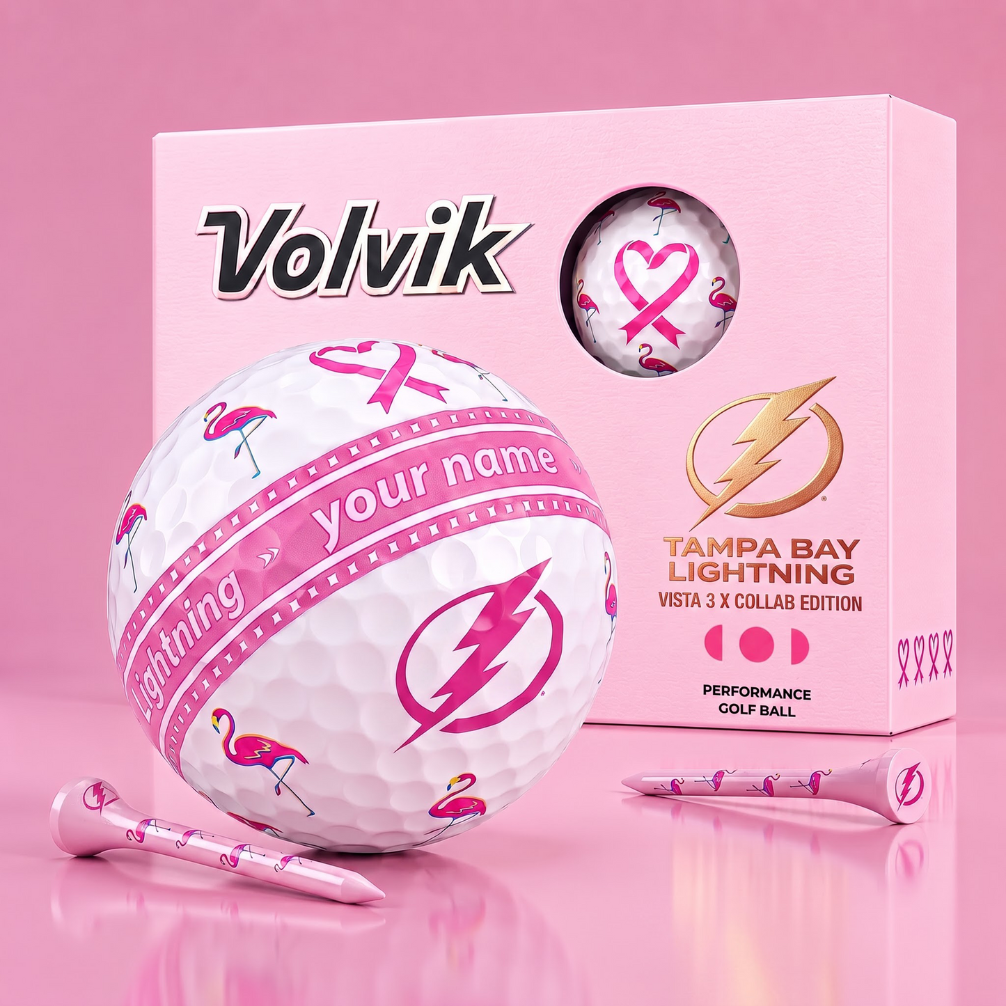PREMIUM NHL  X TBL EXCLUSIVE PERSONALIZED  VOLVIK BREAST CANCER  GOLF BALL SET LIMITED EDTION