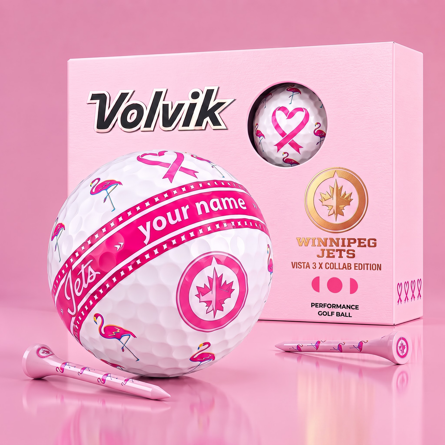 PREMIUM NHL  X WJ EXCLUSIVE PERSONALIZED  VOLVIK BREAST CANCER  GOLF BALL SET LIMITED EDTION