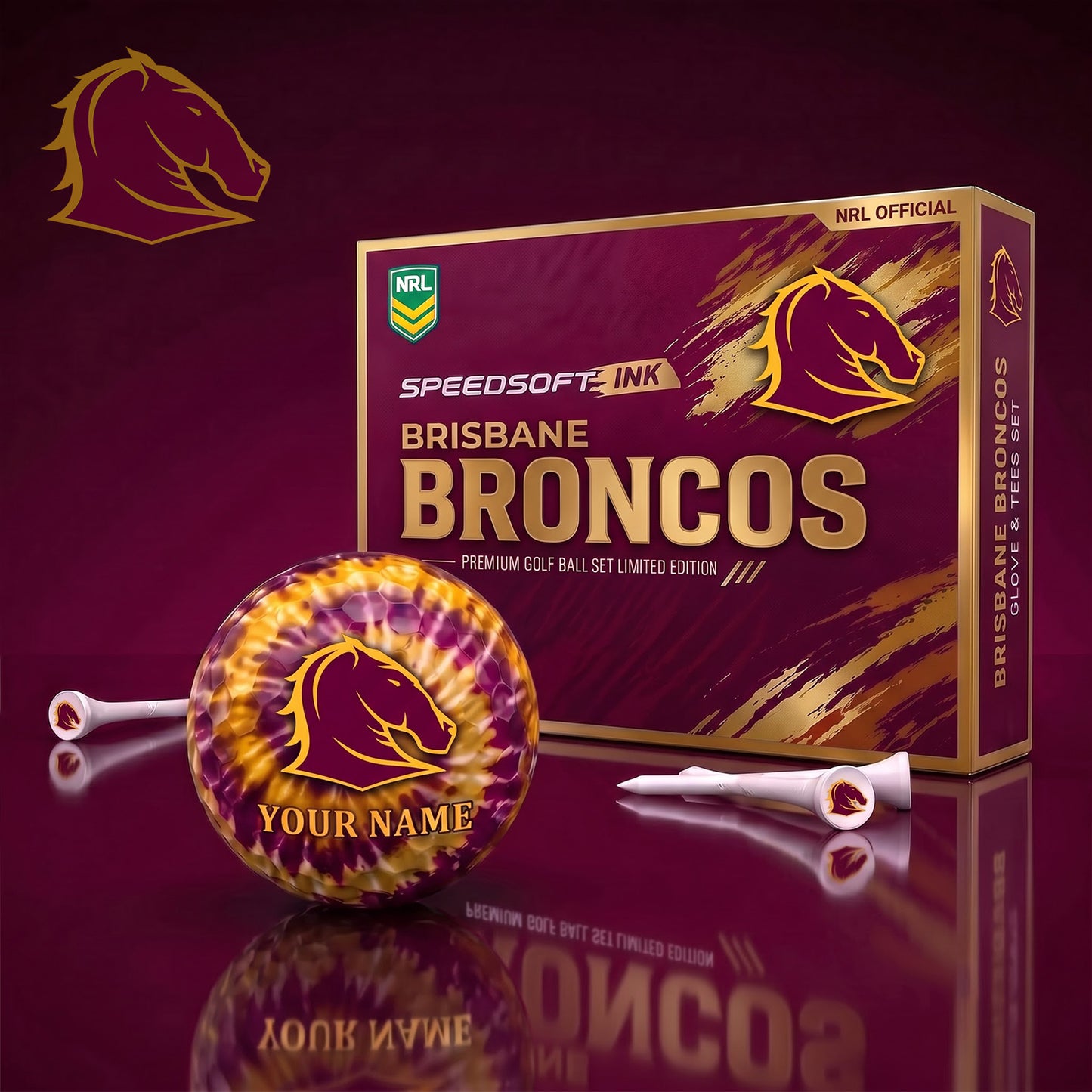 PREMIUM NRL X BB Glam-Lux PERSONALIZED TIE-Dye GOLF BALL SET LIMITED EDTION