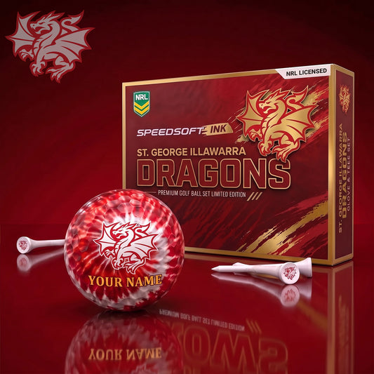 PREMIUM NRL X DRA Glam-Lux PERSONALIZED TIE-Dye GOLF BALL SET LIMITED EDTION