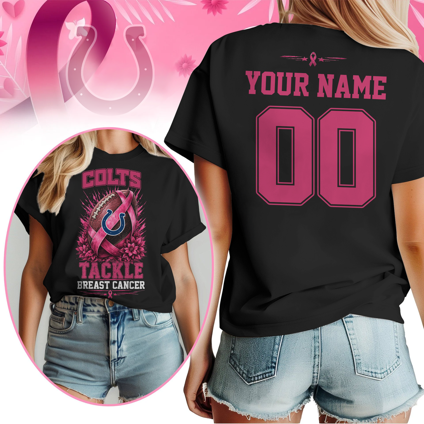 Personalized IC x NFL Premium Tackle Breast Cancer Shirt
