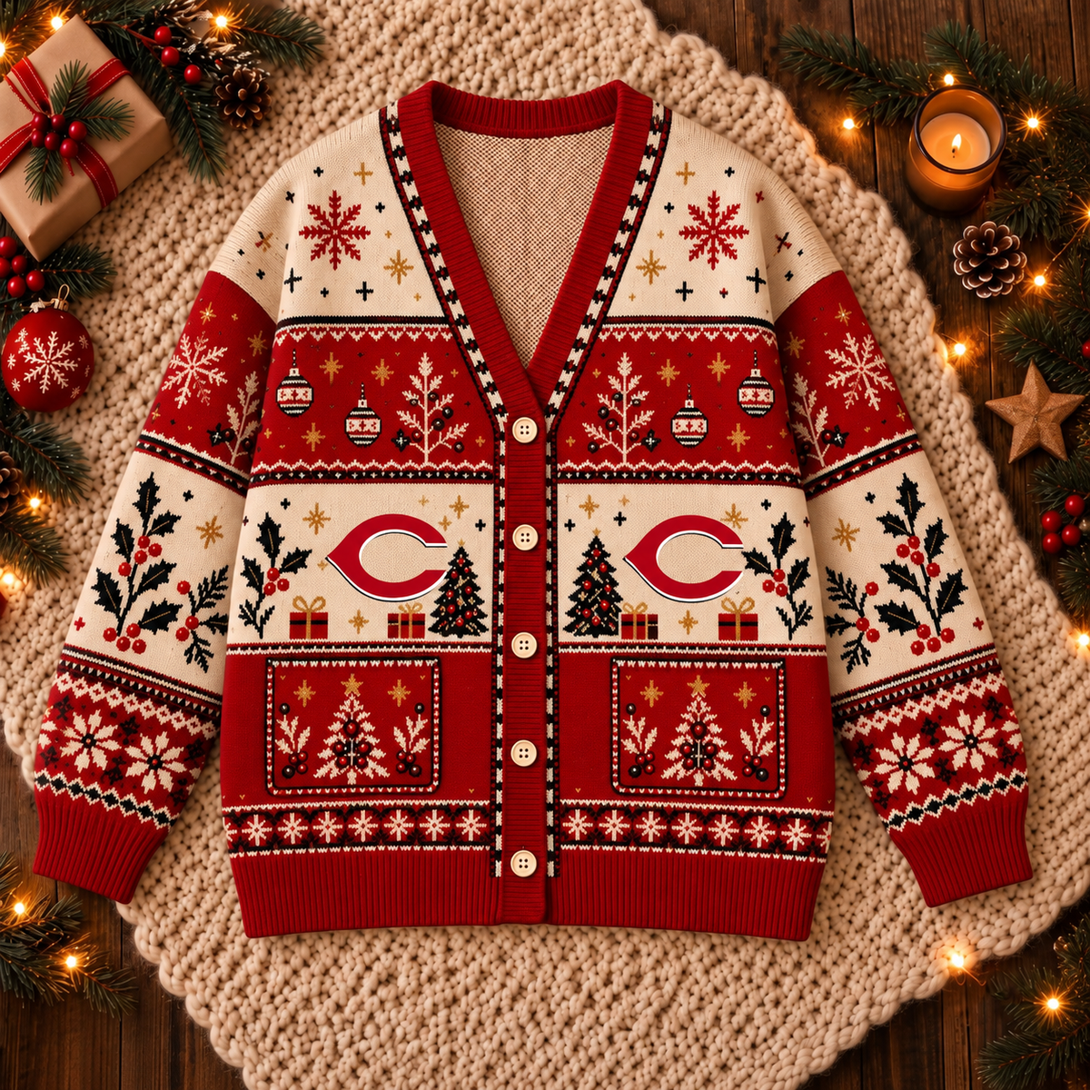 Premium Christmas MLB x CIN Knitted Cardigan