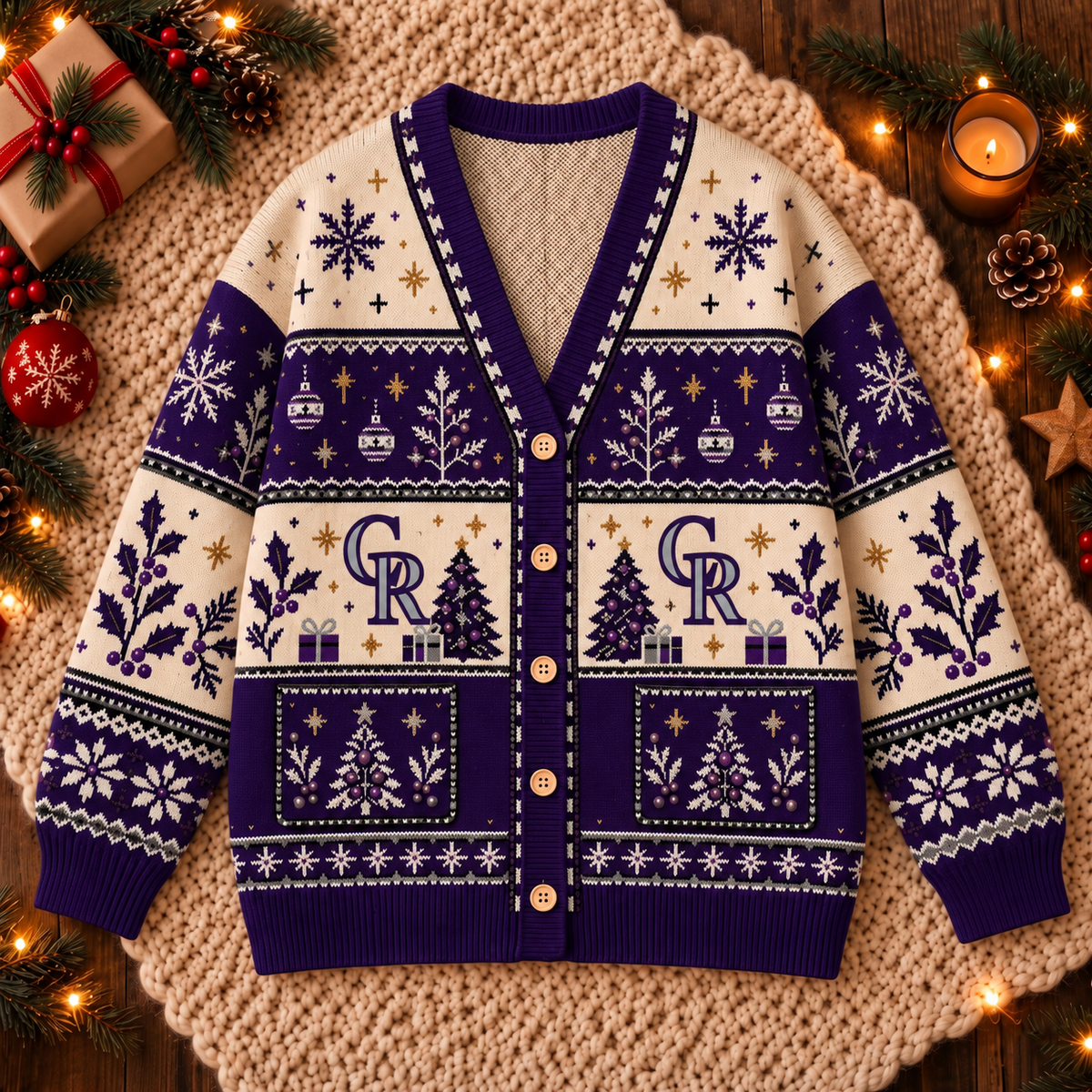 Premium Christmas MLB x COL Knitted Cardigan