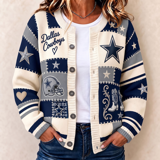 Premium DAL x NFL Patchwork Knit Varsity Cardigan