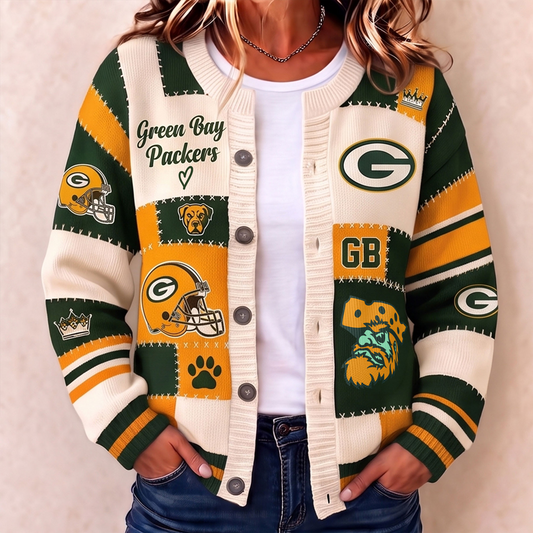 Premium GB x NFL Patchwork Knit Varsity Cardigan