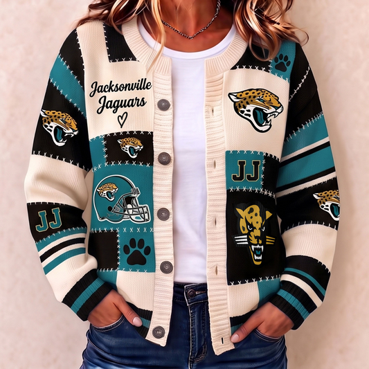 Premium JAX x NFL Patchwork Knit Varsity Cardigan