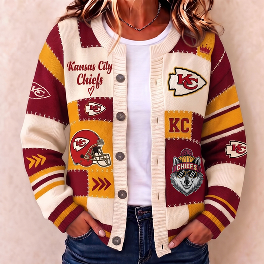 Premium KCC x NFL Patchwork Knit Varsity Cardigan