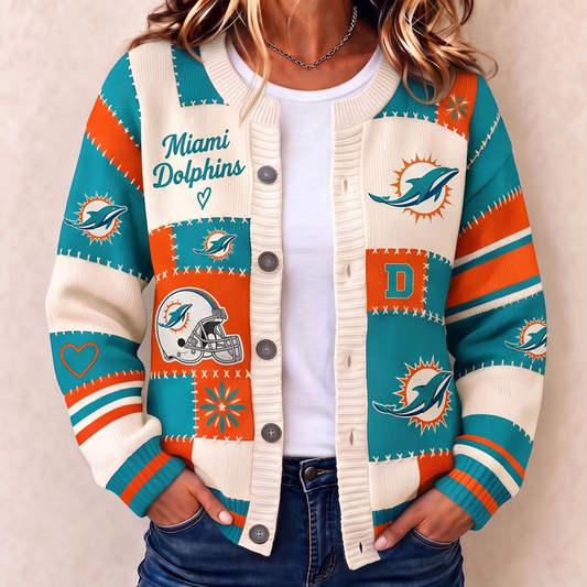 Premium MIA x NFL Patchwork Knit Varsity Cardigan