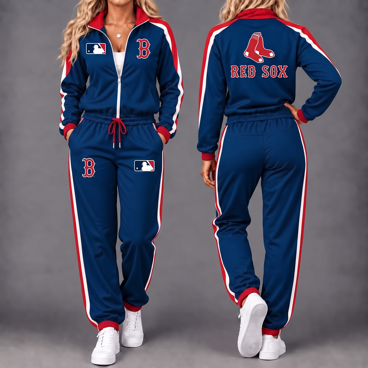 Premium MLB x BOS Game Day Waterproof Windbreaker Zip-Up Tracksuit Set