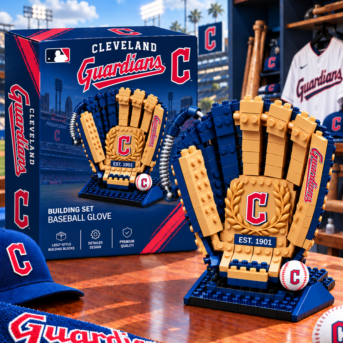 Premium MLB x CLE EST Baseball Glove Building Block Set