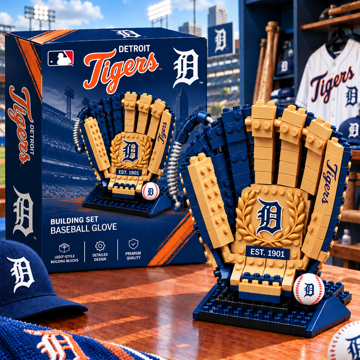 Premium MLB x DET EST Baseball Glove Building Block Set
