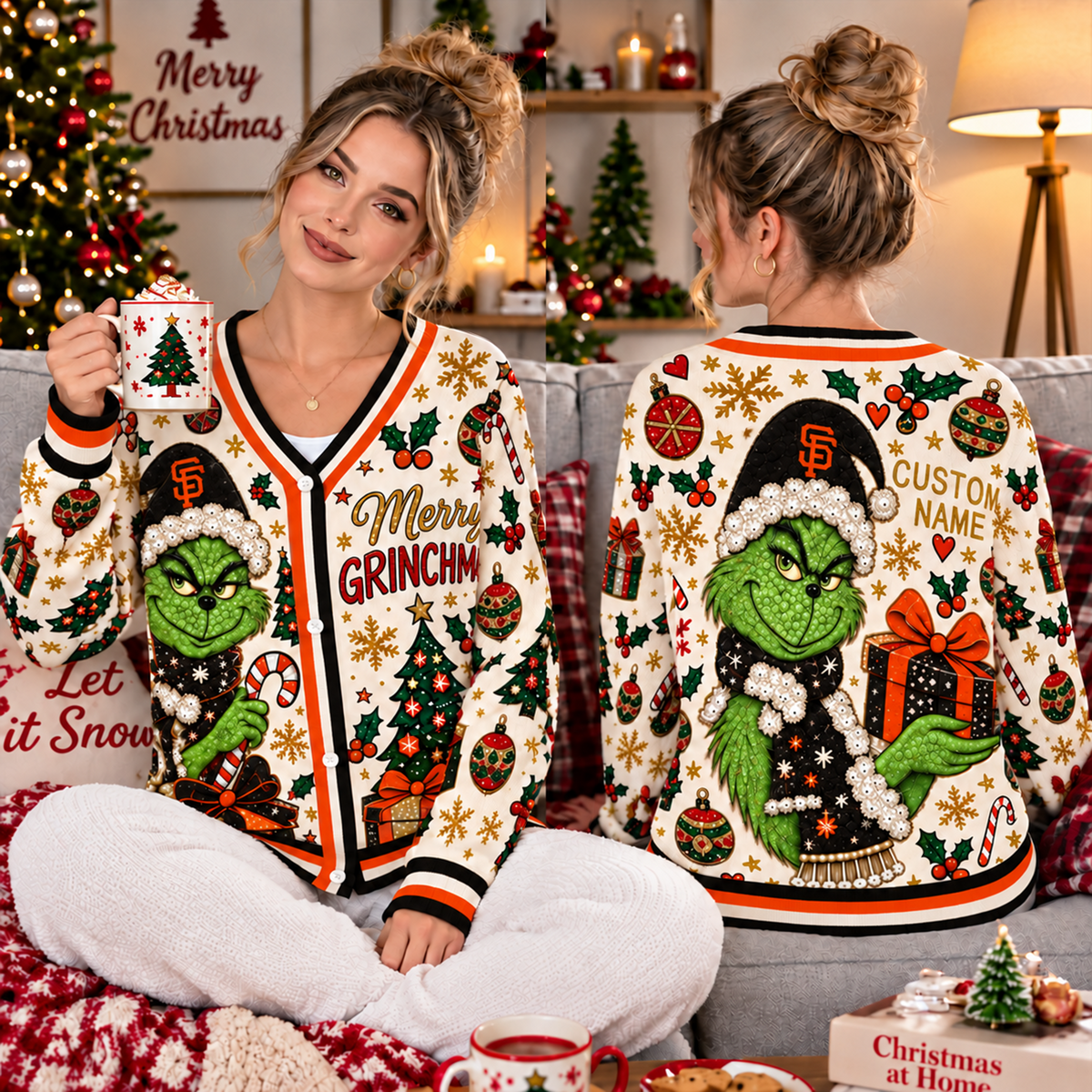 Premium MLB x SF Grinch Cardigal Sweater