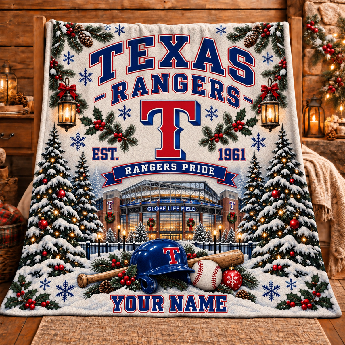 Premium MLB x TEX Pride Personalized Name Blanket
