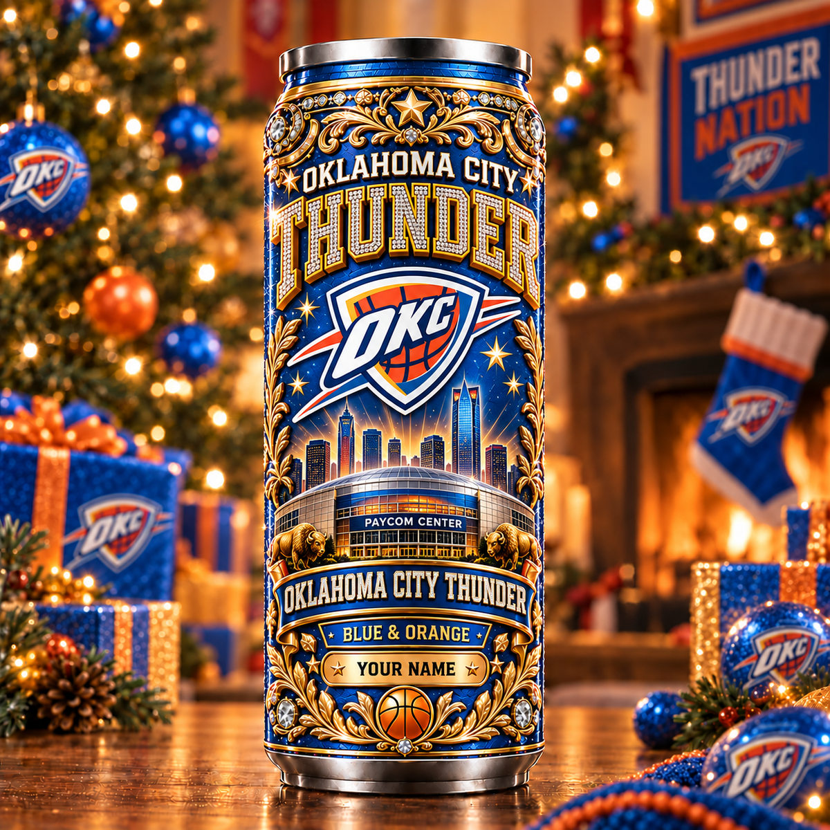 Premium NBA x OKC Personalized Name Can Tumbler