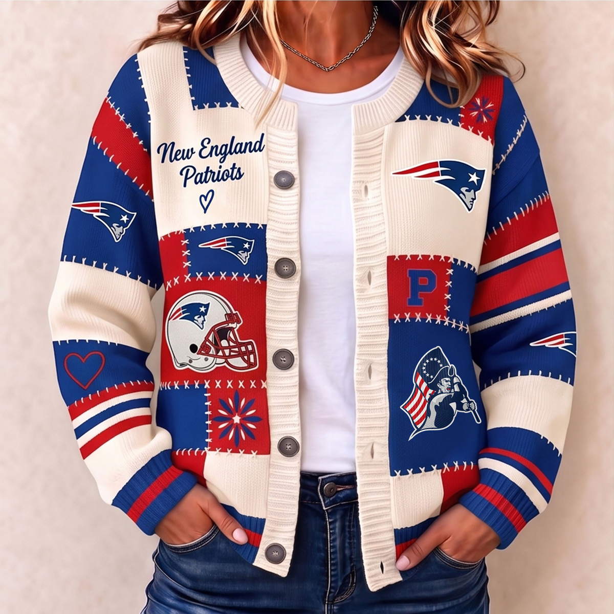 Premium NEP x NFL Patchwork Knit Varsity Cardigan