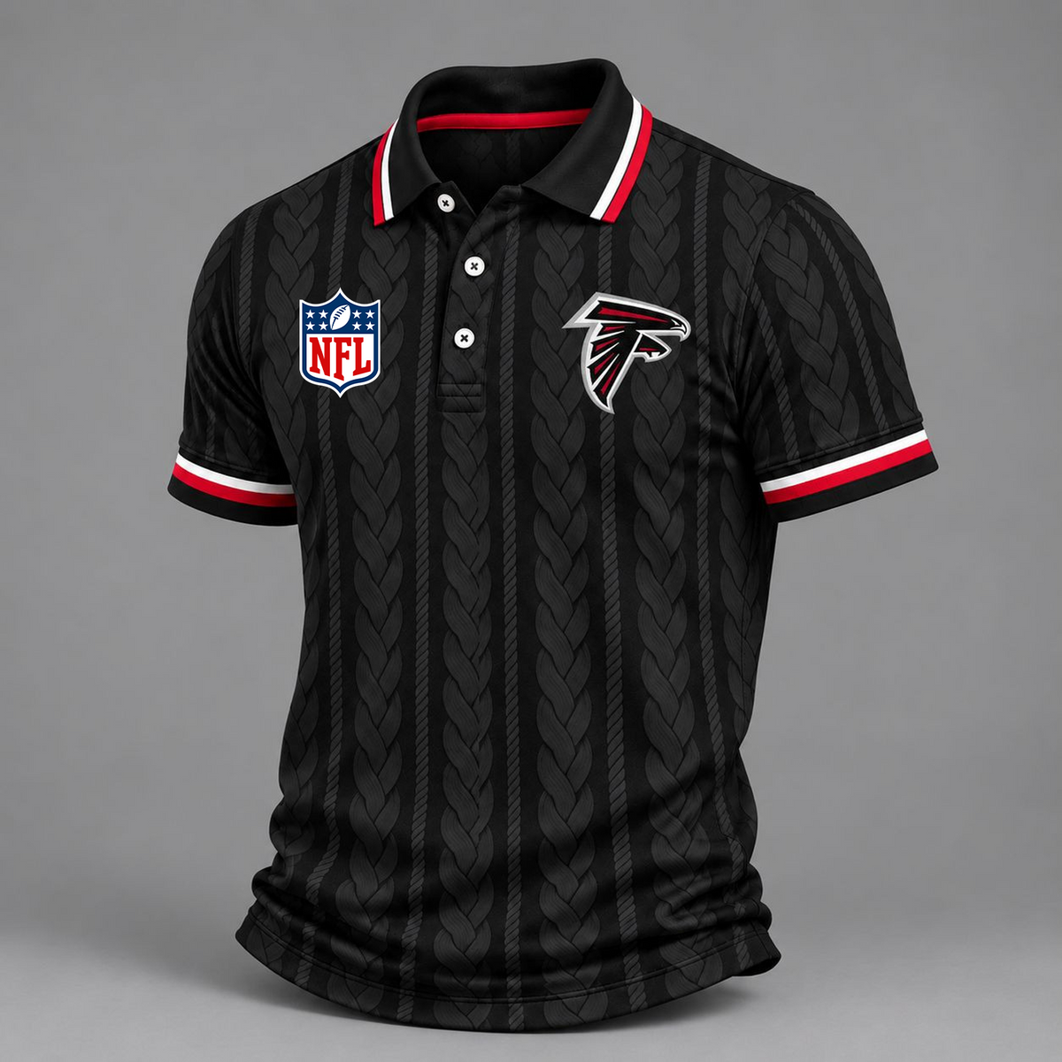 Premium NFL x ATL Retro Football Fan Short Sleeve Apparel Polo Shirt