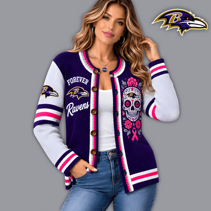 Premium NFL x BAL Floral Skull Knit Cardigan