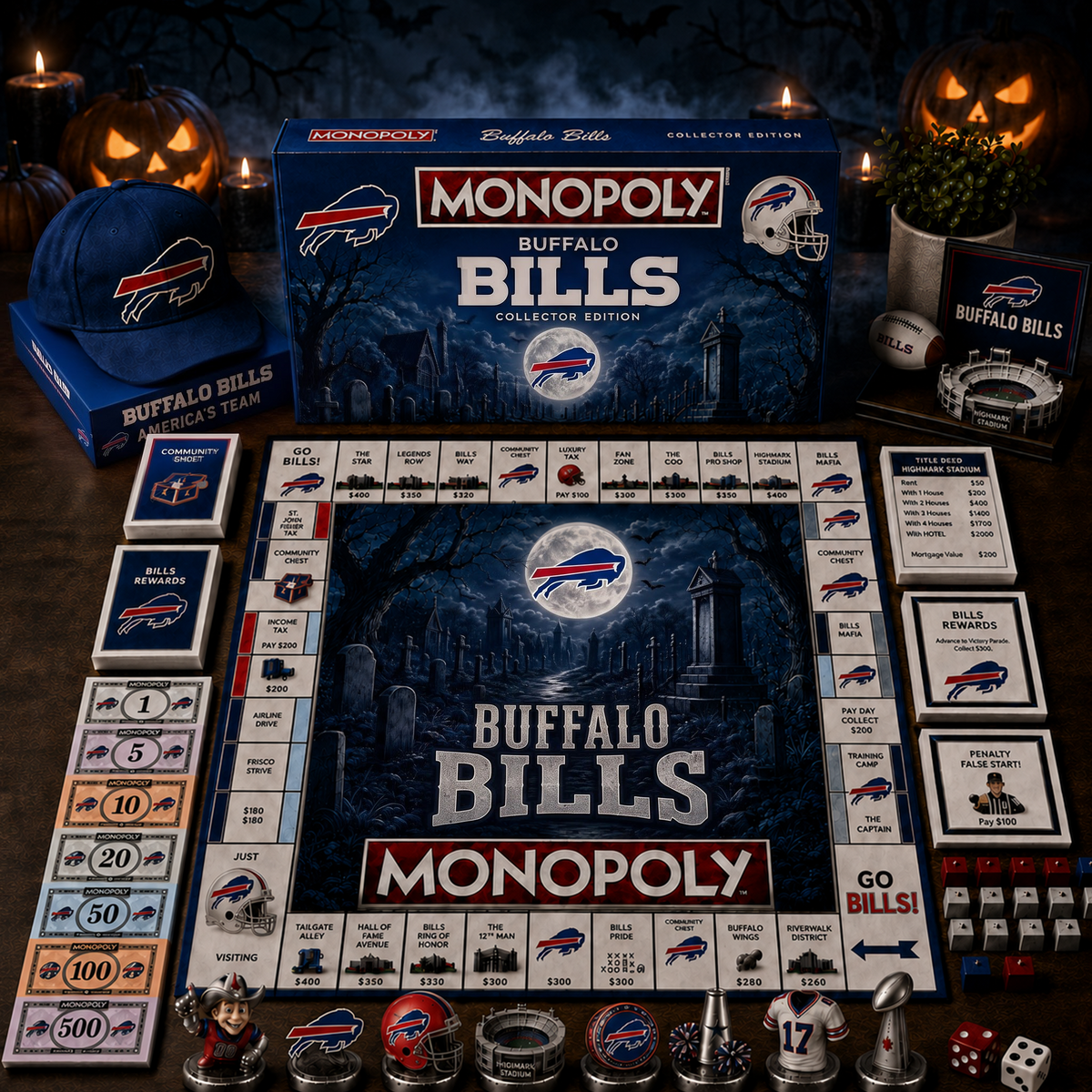 Premium NFL x BUF Halloween Theme Monopoly Collector Edition Board Game