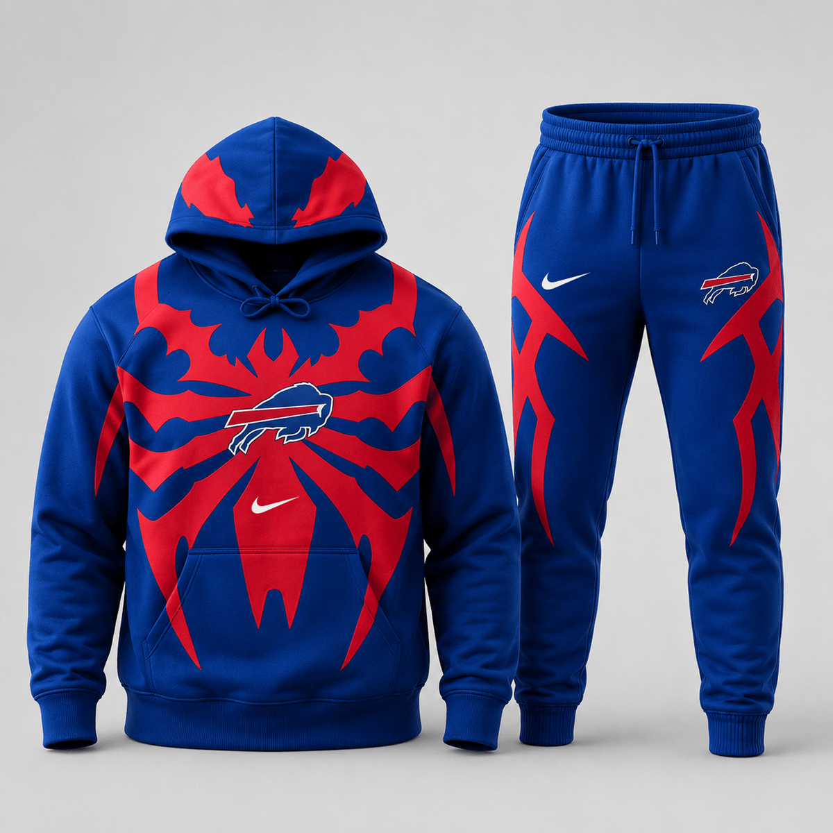 Premium NFL x BUF Spider Web Graphic Hoodie & Jogger Pants Set