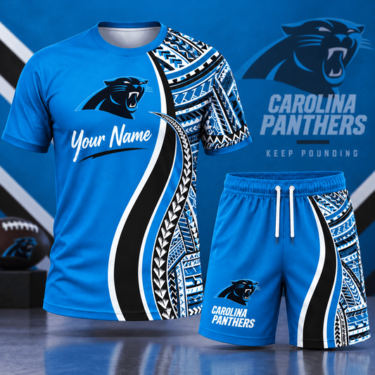 Premium NFL x CAR Custom Name Tribal Graphic T-Shirt and Shorts Set Football Fan Sports Outfit