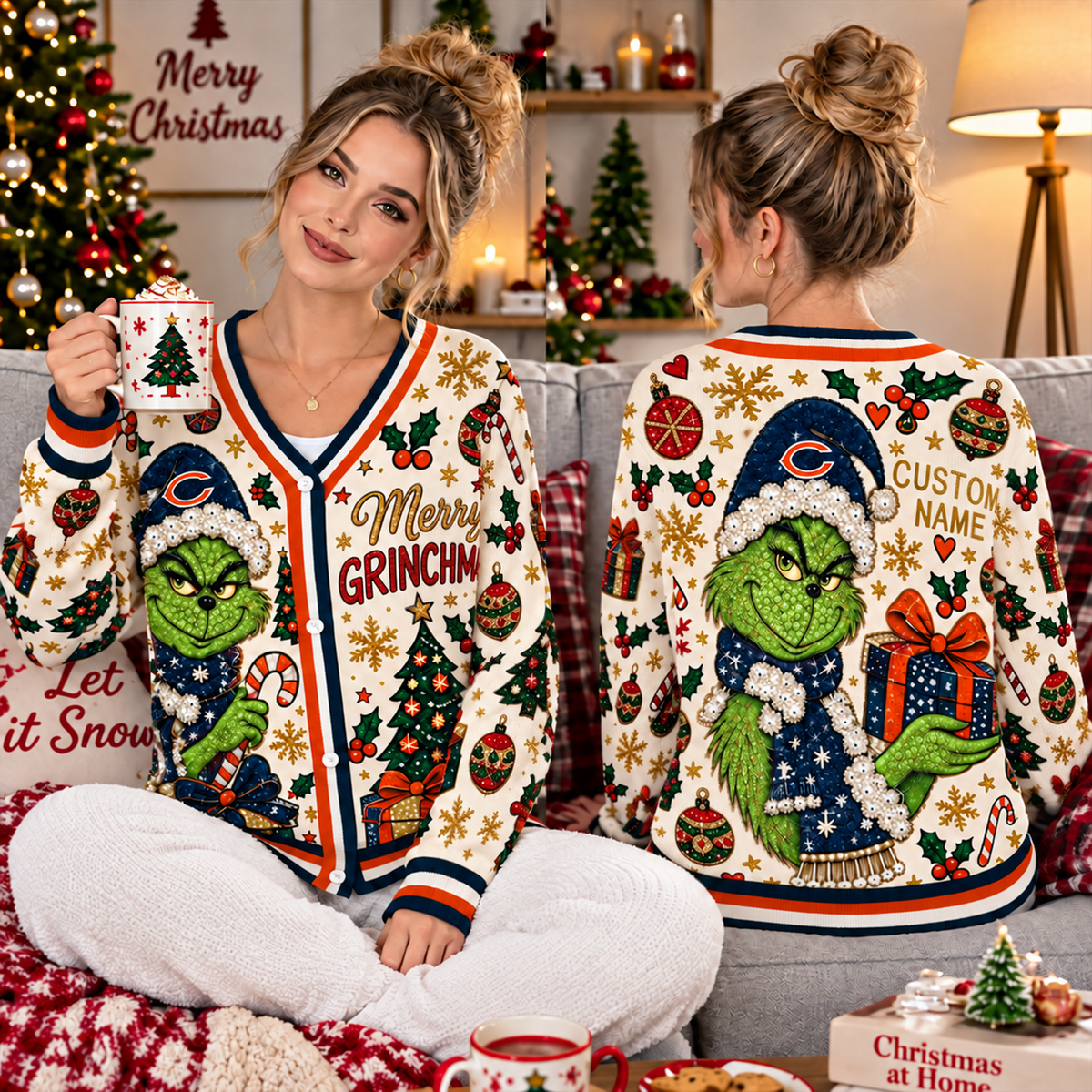 Premium NFL x CHI Christmas Knitted Cardigan