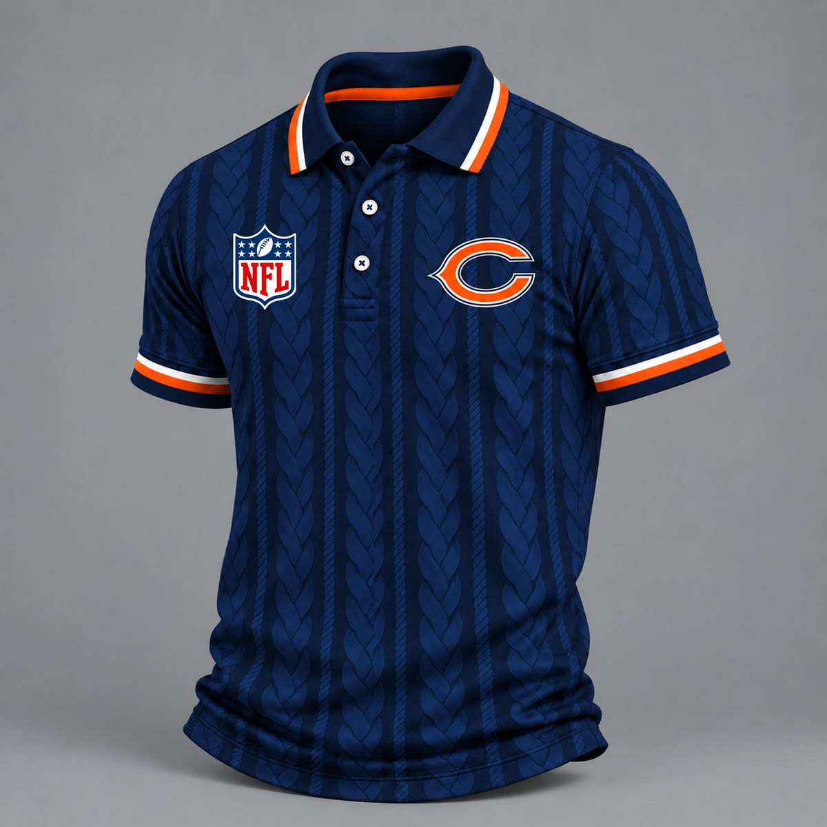 Premium NFL x CHI Retro Football Fan Short Sleeve Apparel Polo Shirt