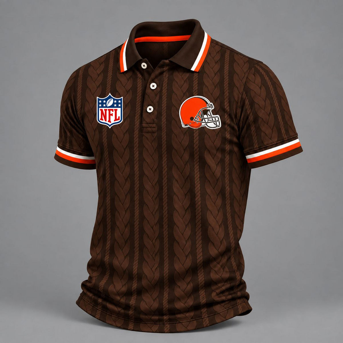 Premium NFL x CLE Retro Football Fan Short Sleeve Apparel Polo Shirt