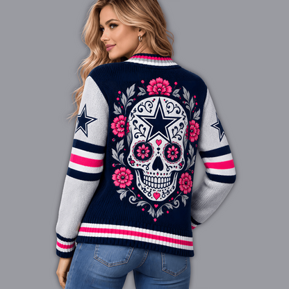 Premium NFL x DAL Floral Skull Knit Cardigan