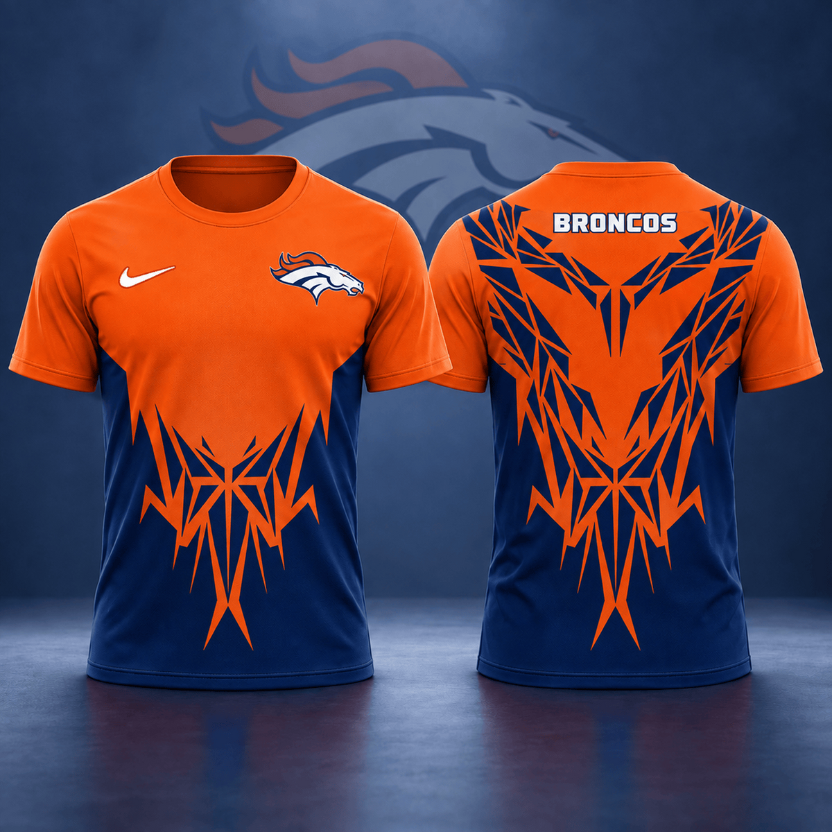 Premium NFL x DEN Football Club Tribal Graphic T-Shirt Fan Sports Apparel