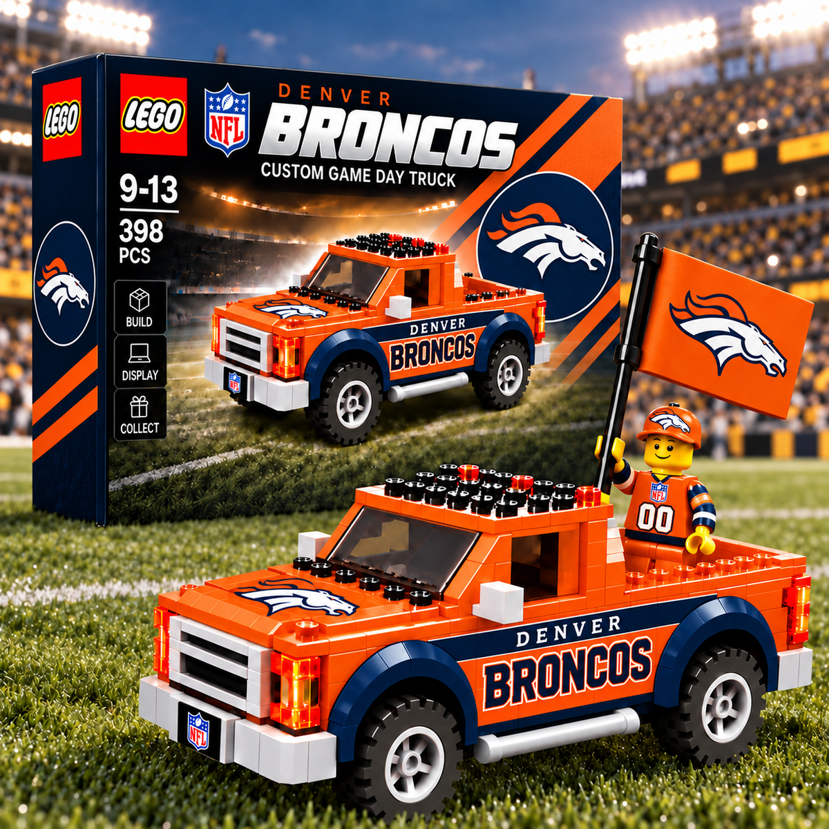 Premium NFL x DEN Game Day Building Blocks Truck Toy Set