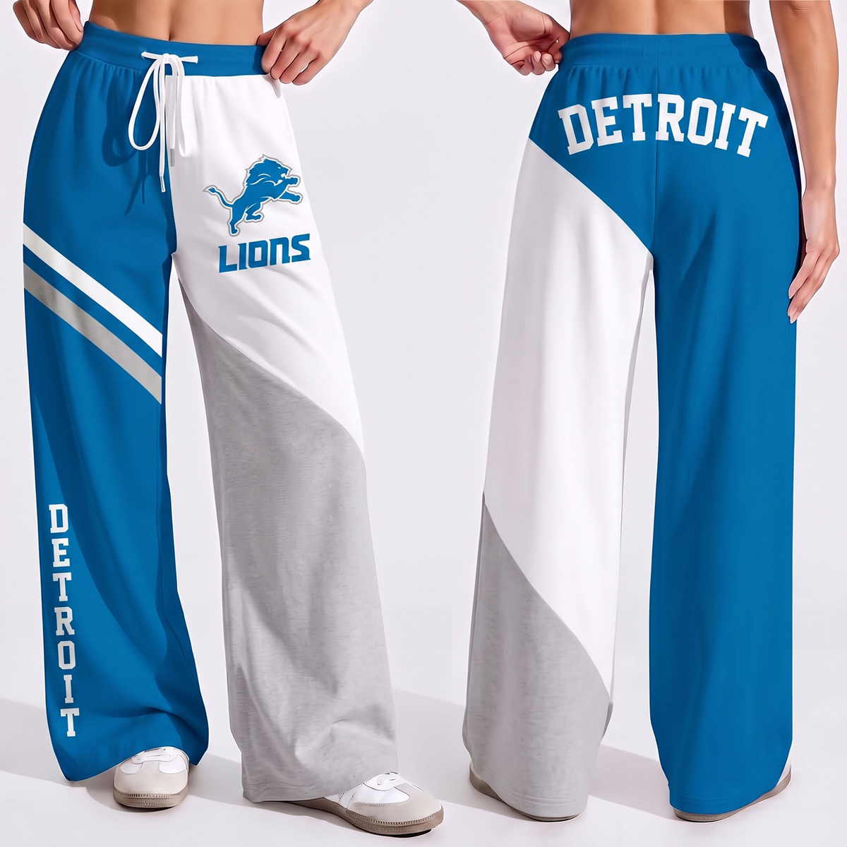 Premium NFL x DET Game Day Color Block Wide Leg Pants
