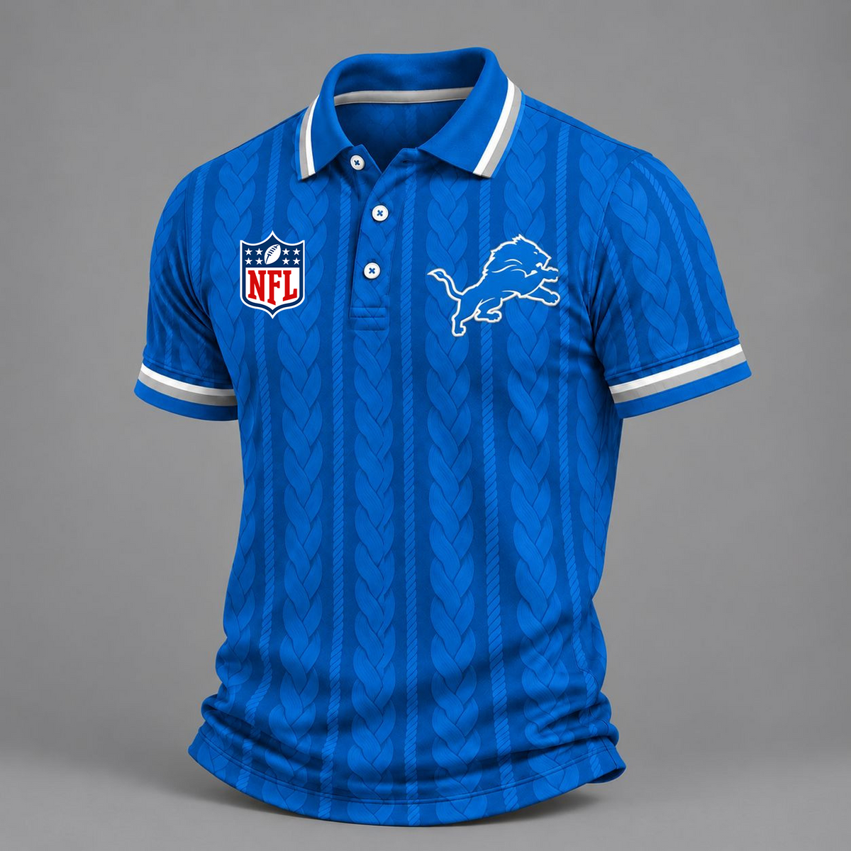 Premium NFL x DET Retro Football Fan Short Sleeve Apparel Polo Shirt