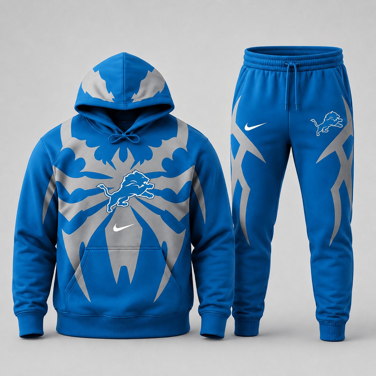 Premium NFL x DET Spider Web Graphic Hoodie & Jogger Pants Set