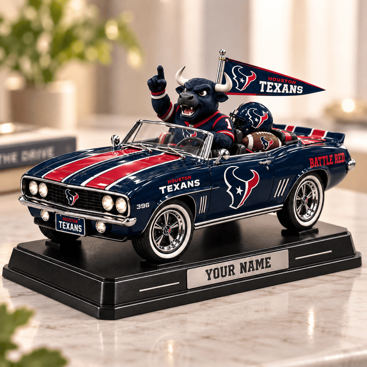 Premium NFL x HOU Car Personalized Name Acrylic Block Plaque
