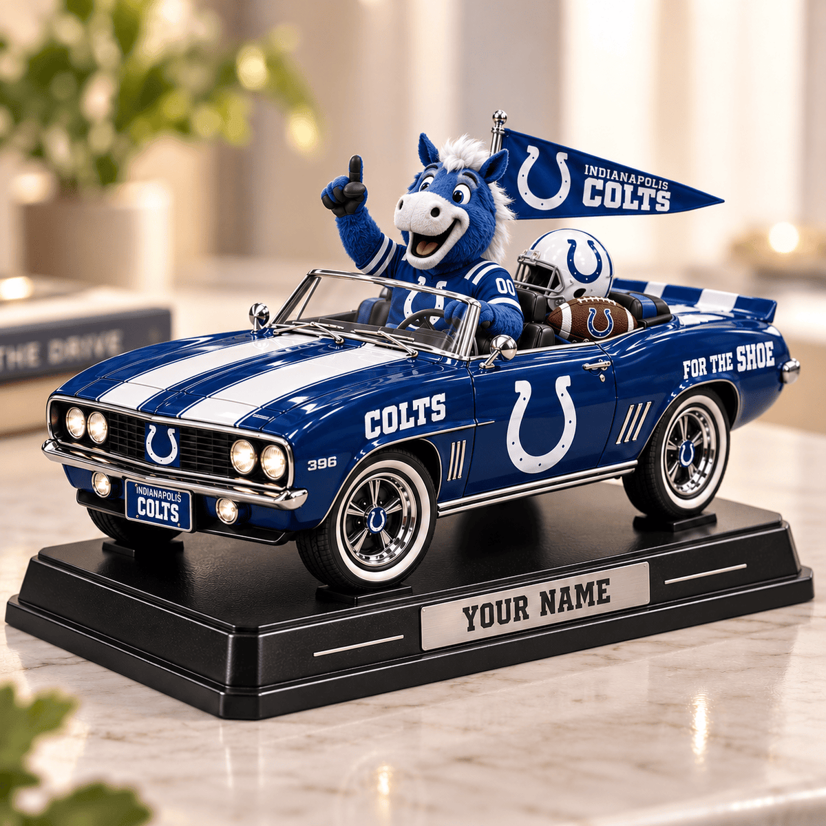 Premium NFL x IND Car Personalized Name Acrylic Block Plaque