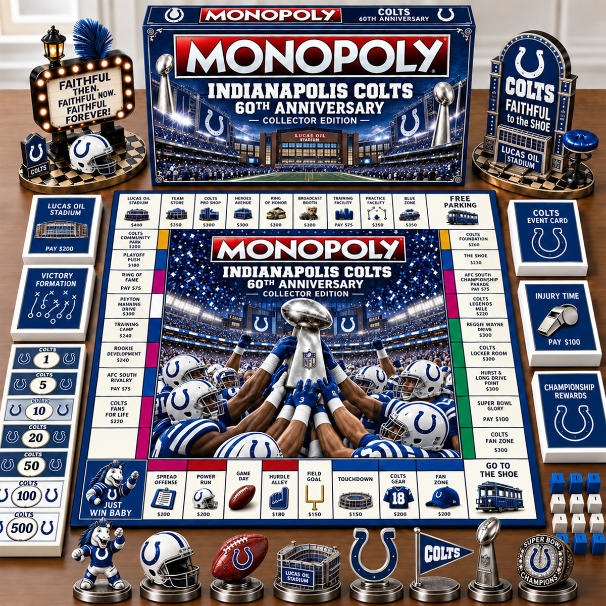Premium NFL x IND Champion Theme Monopoly Collector Edition Board Game