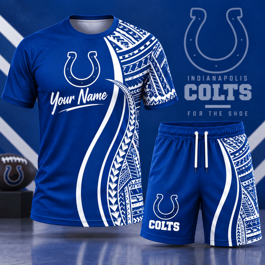 Premium NFL x IND Custom Name Tribal Graphic T-Shirt and Shorts Set Football Fan Sports Outfit