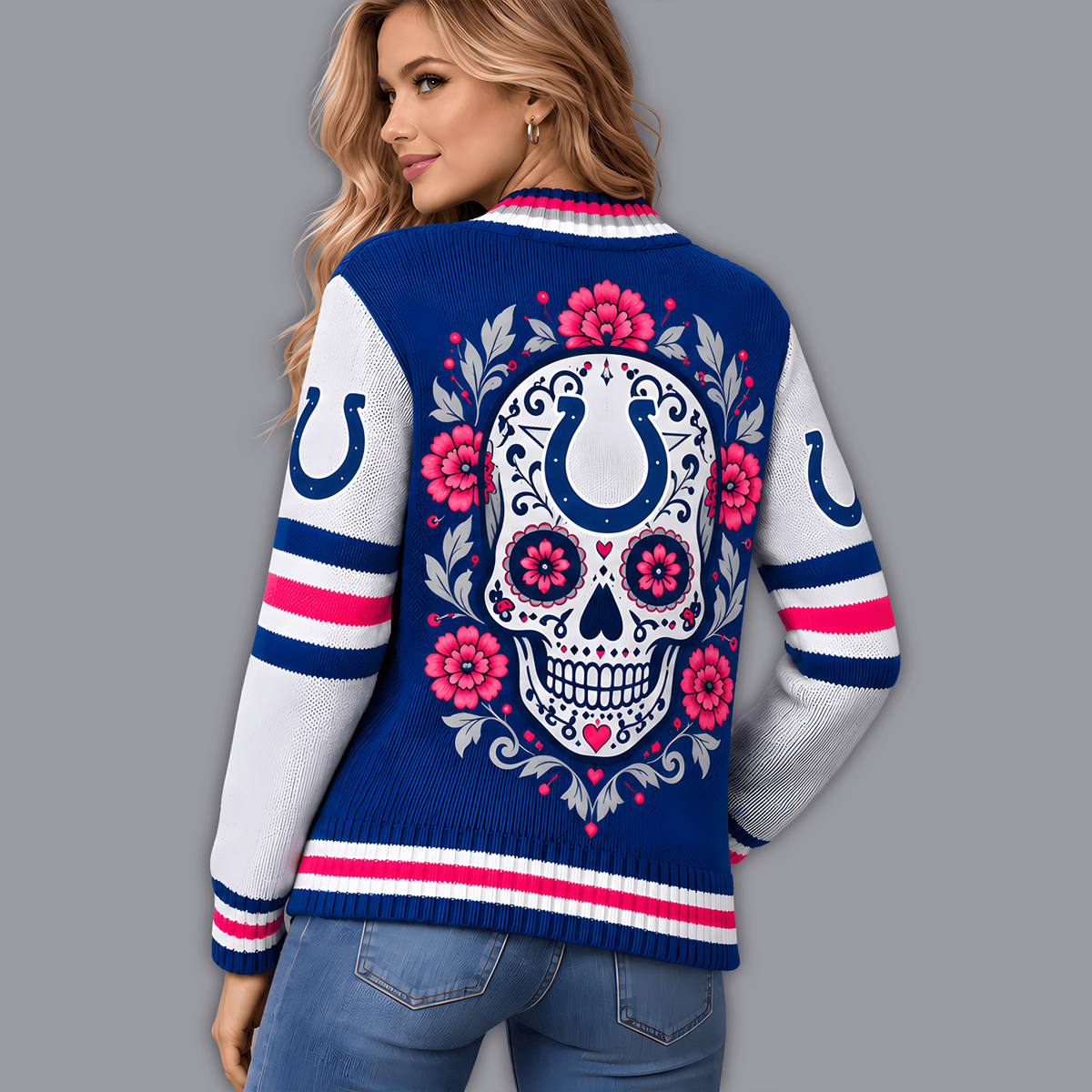 Premium NFL x IND Floral Skull Knit Cardigan