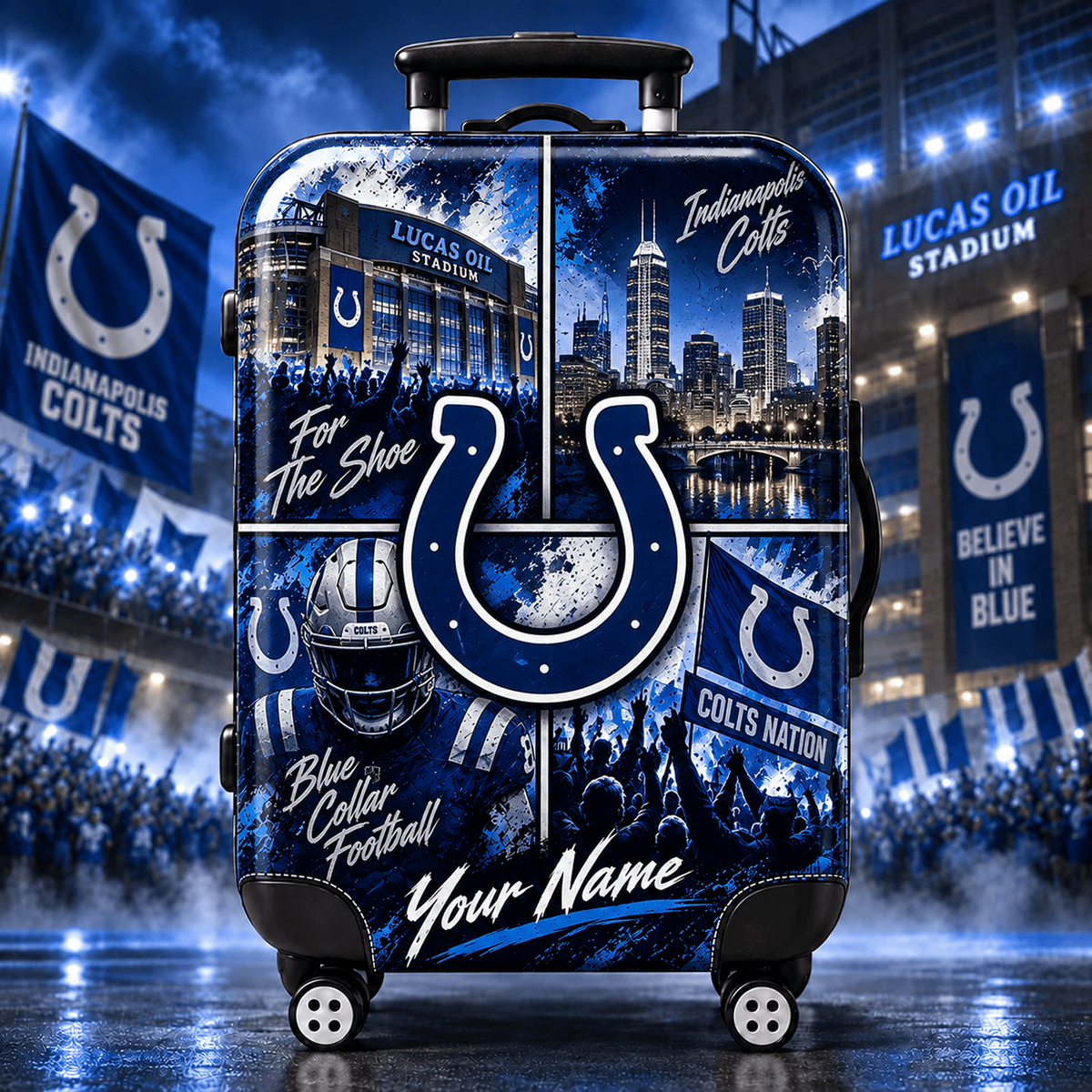 Premium NFL x IND Personalized Team Pride Stadium Travel Suitcase