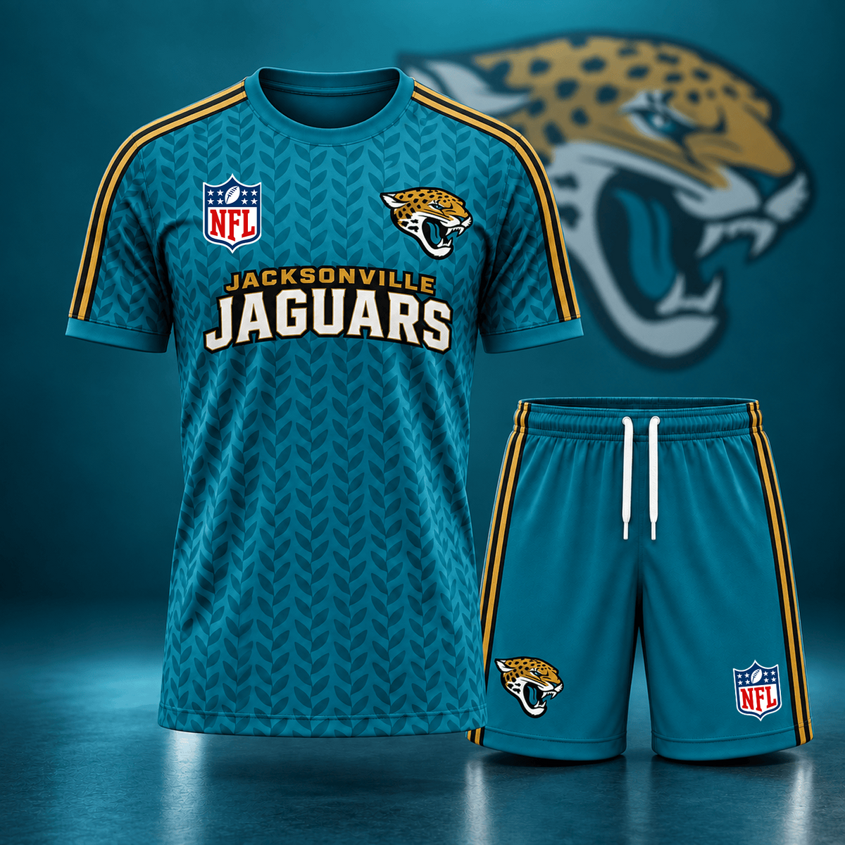 Premium NFL x JAX Classic Team Pattern T-Shirt and Shorts Set