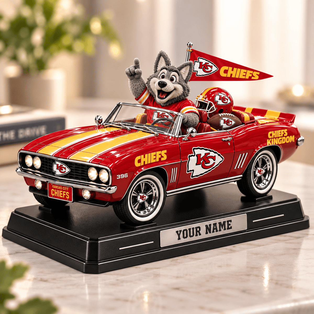 Premium NFL x KC Car Personalized Name Acrylic Block Plaque