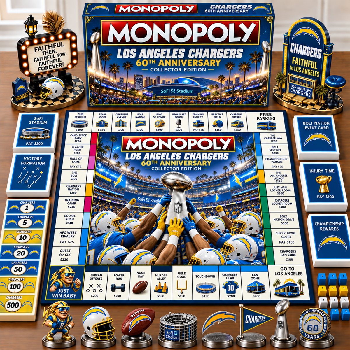 Premium NFL x LAC Champion Theme Monopoly Collector Edition Board Game