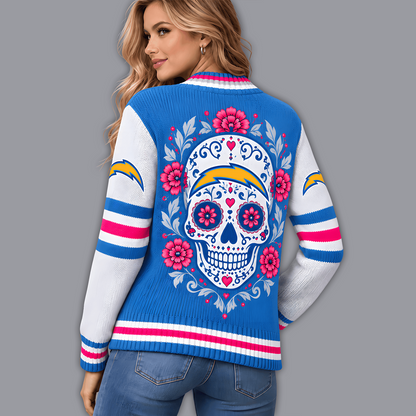 Premium NFL x LAC Floral Skull Knit Cardigan