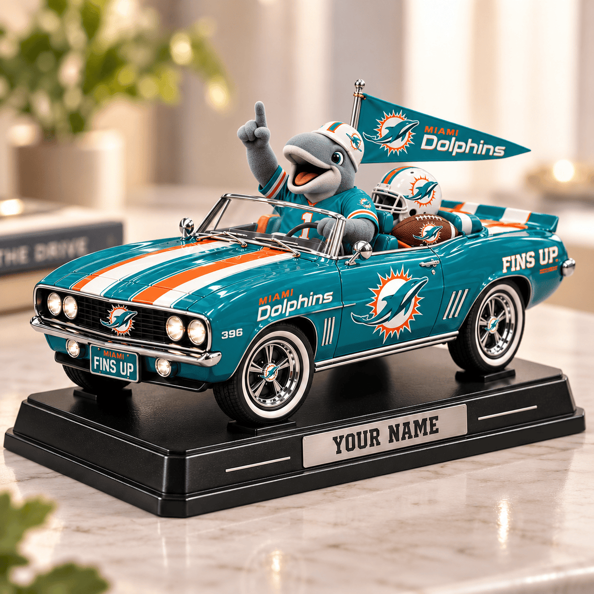 Premium NFL x MIA Car Personalized Name Acrylic Block Plaque