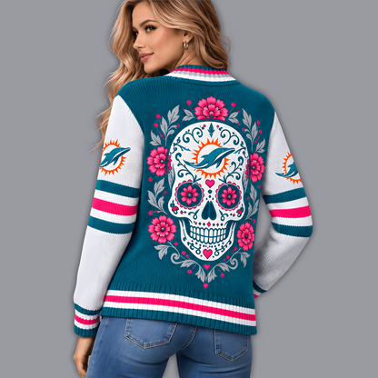 Premium NFL x MIA Floral Skull Knit Cardigan
