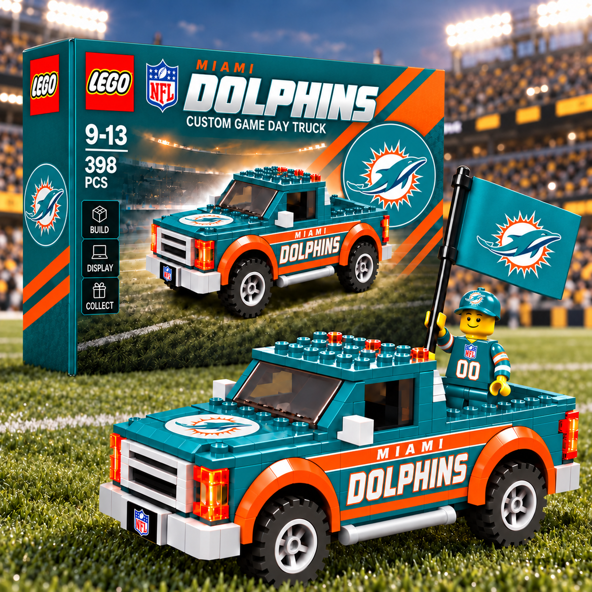 Premium NFL x MIA Game Day Building Blocks Truck Toy Set