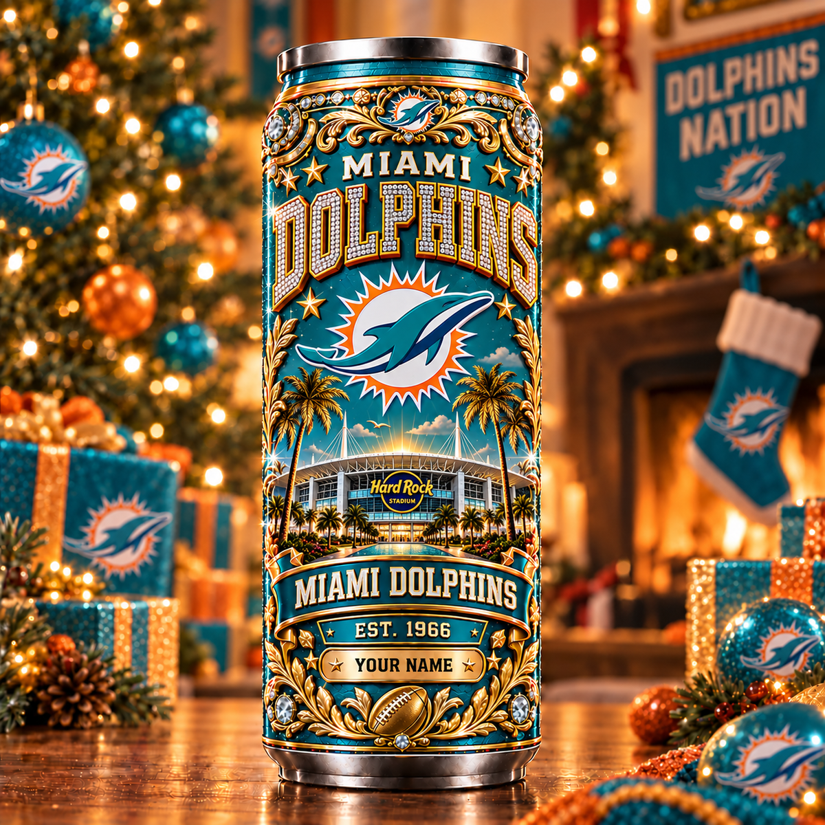 Premium NFL x MIA Personalized Name Can Tumbler